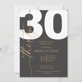 Elegant Modern Calligraphy 30 Adult Birthday Einladung