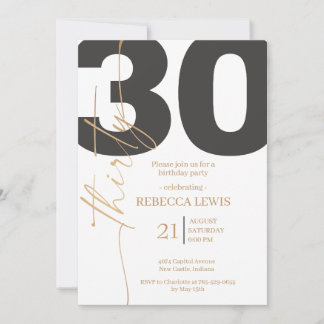 Elegant Modern Calligraphy 30 Adult Birthday Einladung