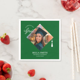 Elegant Modern Calligraphy Custom Graduation Photo Serviette