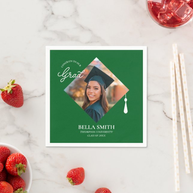 Elegant Modern Calligraphy Custom Graduation Photo Serviette (Beispiel)