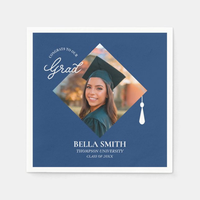 Elegant Modern Calligraphy Custom Graduation Photo Serviette (Vorderseite)