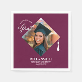 Elegant Modern Calligraphy Custom Graduation Photo Serviette