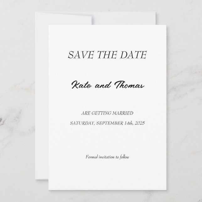 Elegant Modern Calligraphy Minimalist Chic Wedding Save The Date (Vorderseite)