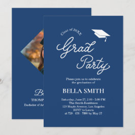 Elegant Modern Calligraphy Photo Graduation Party  Einladung