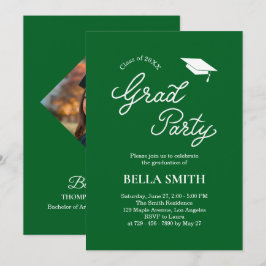 Elegant Modern Calligraphy Photo Graduation Party  Einladung