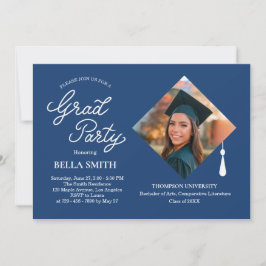Elegant Modern Calligraphy Photo Graduation Party Einladung