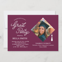 Elegant Modern Calligraphy Photo Graduation Party Einladung