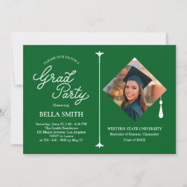 Elegant Modern Calligraphy Photo Graduation Party  Einladung