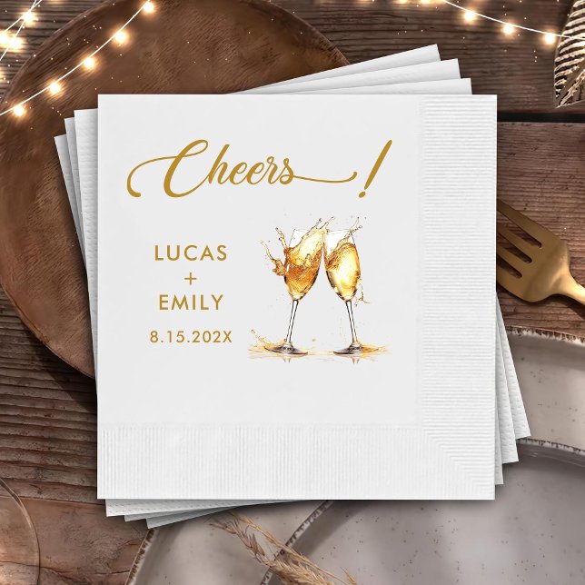 Elegant Modern Cheers Script Glasses Wedding Serviette (Von Creator hochgeladen)
