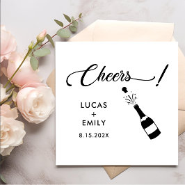 Elegant Modern Cheers Script Minimalistisch Weddin Serviette
