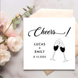 Elegant Modern Cheers Script Minimalistisch Weddin Serviette