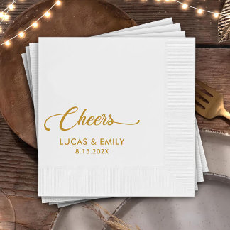 Elegant Modern Cheers Script Minimalistisch Weddin Serviette