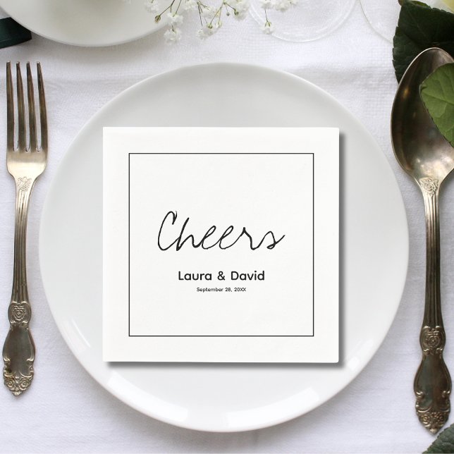 Elegant Modern Cheers Script Minimalistisch Weddin Serviette (Von Creator hochgeladen)
