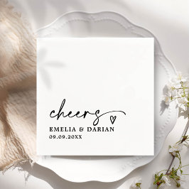 Elegant Modern Cheers Script Minimalistisch Weddin Serviette