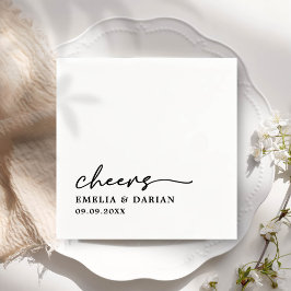 Elegant Modern Cheers Script Minimalistisch Weddin Serviette