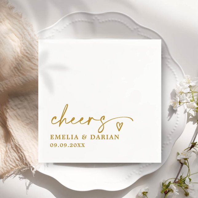 Elegant Modern Cheers Script Minimalistisch Weddin Serviette (Von Creator hochgeladen)