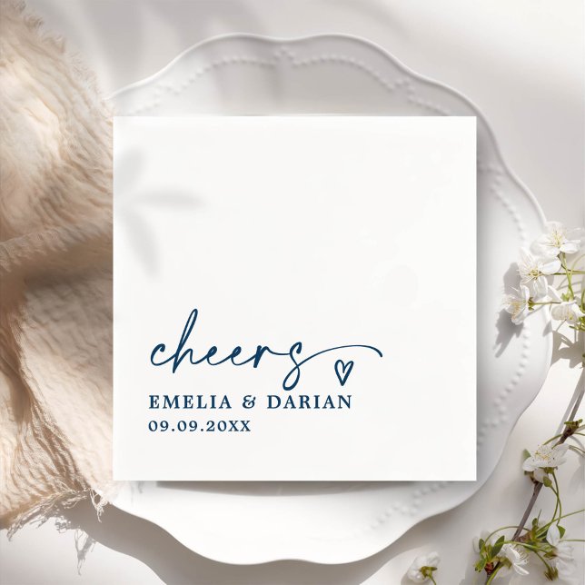 Elegant Modern Cheers Script Minimalistisch Weddin Serviette (Von Creator hochgeladen)