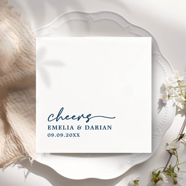Elegant Modern Cheers Script Minimalistisch Weddin Serviette (Von Creator hochgeladen)