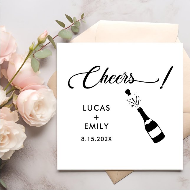 Elegant Modern Cheers Script Minimalistisch Weddin Serviette (Von Creator hochgeladen)