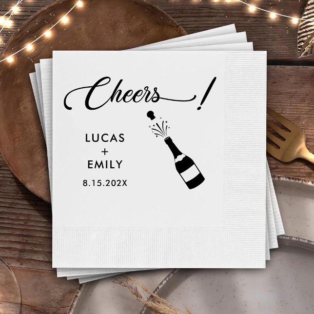 Elegant Modern Cheers Script Minimalistisch Weddin Serviette (Von Creator hochgeladen)