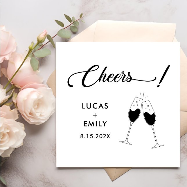 Elegant Modern Cheers Script Minimalistisch Weddin Serviette (Von Creator hochgeladen)