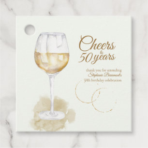 Elegant Modern Cheers White Wine 50. Geburtstag Geschenkanhänger