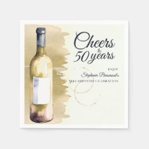 Elegant Modern Cheers White Wine 50. Geburtstag