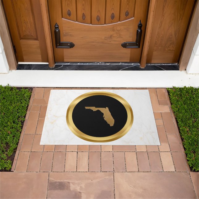 Elegant Modern Chic Black and Gold Florida Theme   Fußmatte (Außenbereich)