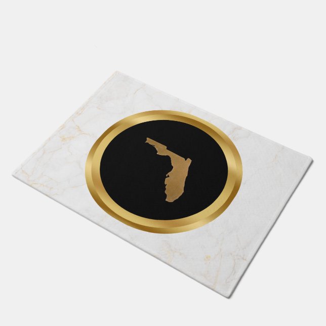 Elegant Modern Chic Black and Gold Florida Theme  Fußmatte (Schrägansicht)