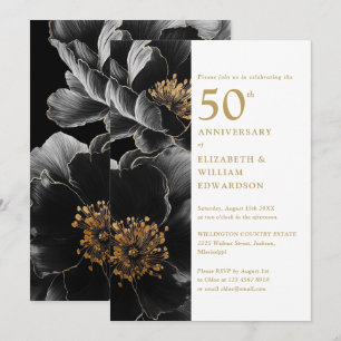 Elegant Modern Chic Floral 50 Jahre alt Einladung