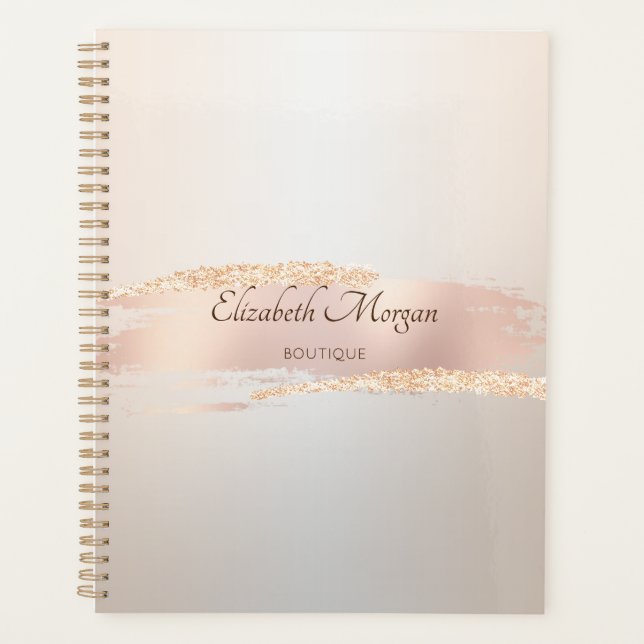 Elegant Modern,Chic Rose Gold Brush Stroke Planer (Vorderseite)