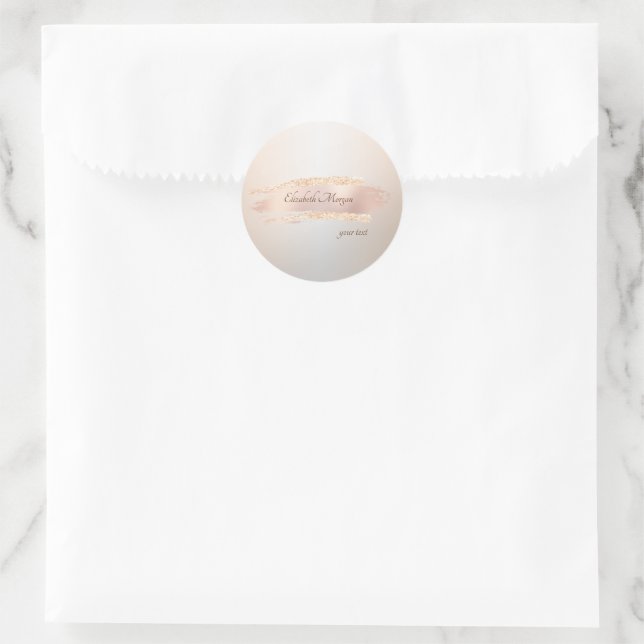 Elegant Modern,Chic Roségold-Pinselstrich Runder Aufkleber (Tasche)