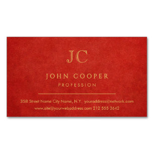 Elegant Modern Chic Rot und Gold Magnetische Visitenkarte