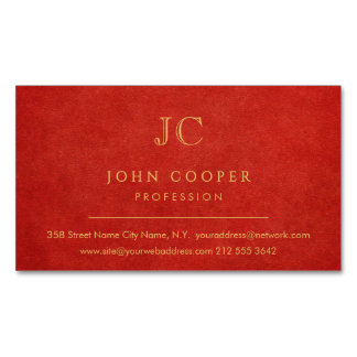 Elegant Modern Chic Rot und Gold Magnetische Visitenkarte