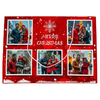 Elegant Modern Christmas Family Photo Design Große Geschenktüte