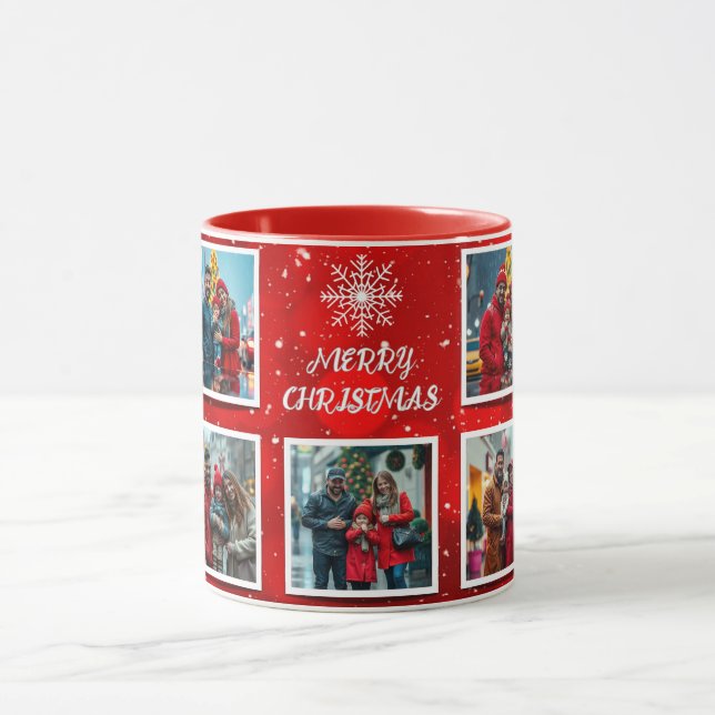 Elegant Modern Christmas Family Photo Design Tasse (Zentrum)