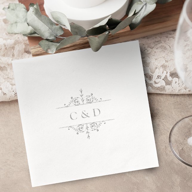 Elegant modern classic vintage wedding monogram (Elegant modern classic vintage wedding monogram foil napkins)