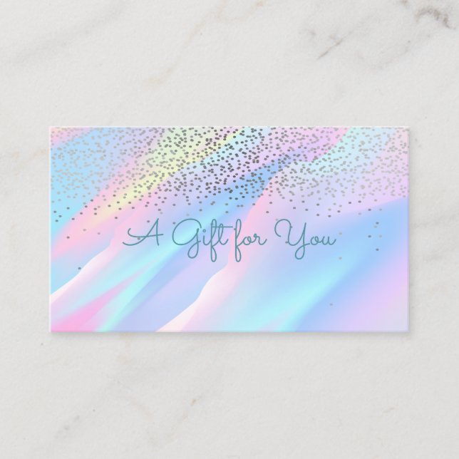 Elegant Modern Confetti Abstrakt Holographisch Rabattkarte (Vorderseite)