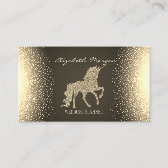 Elegant Modern Confetti Glitzer Unicorn Visitenkarte (Vorderseite)