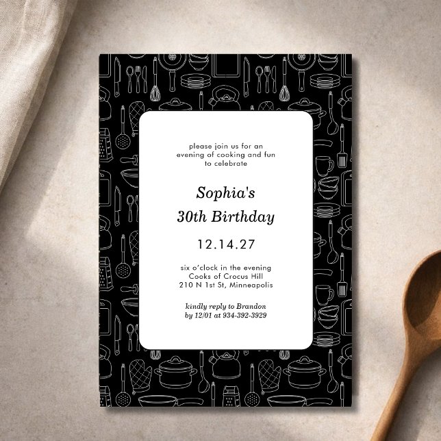 Elegant Modern Cooking Party Chef Birthday Party Einladung (Von Creator hochgeladen)