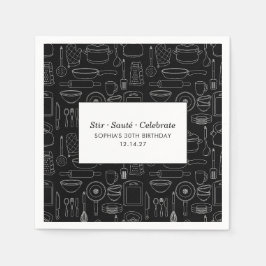 Elegant Modern Cooking Party Chef Birthday Party Serviette