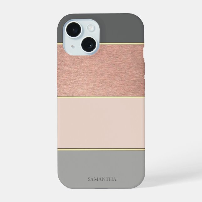 Elegant modern cool gestreift  iPhone 15 hülle (Rückseite)