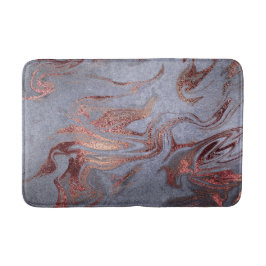 Elegant modern copper rose gold blue marble look badematte