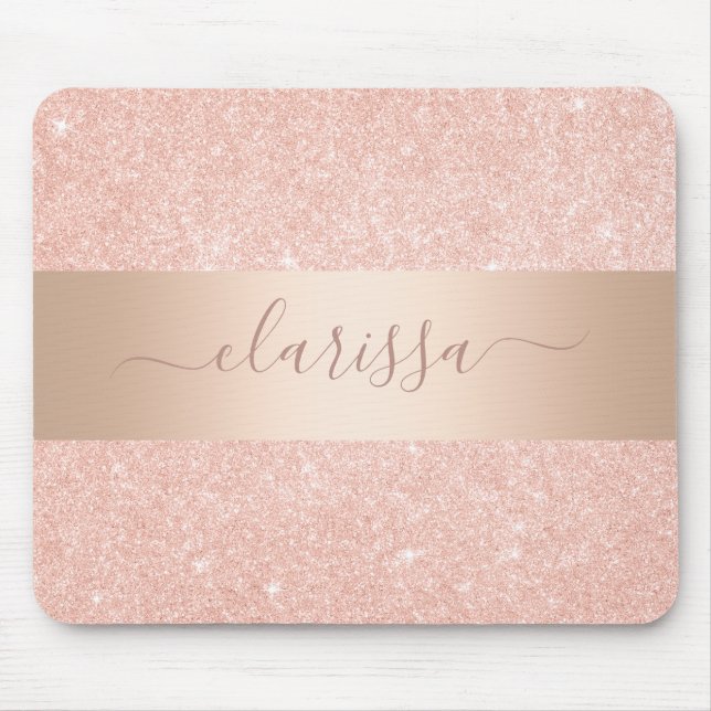 Elegant modern copper rose gold glitter  mousepad (Vorne)