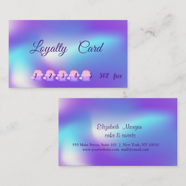 Elegant Modern Cupcakes Ombre Holographic Treuekarte (Vorne/Hinten)