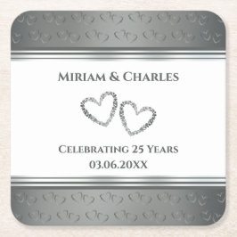 Elegant Modern Custom Silver 25 Jahre alt Rechteckiger Pappuntersetzer