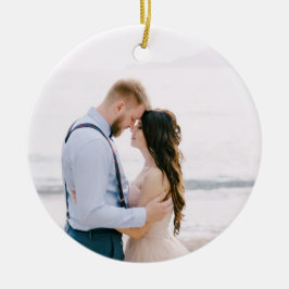 Elegant modern Das neue Mr. und Mrs. Wedding Foto Keramik Ornament