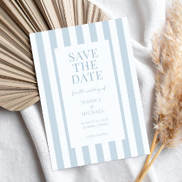 Elegant Modern Dusty Blue Striped Wedding Save The Date