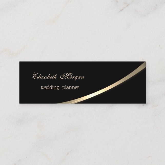 Elegant modern einfach, schwarz, Gold Mini Visitenkarte (Vorderseite)