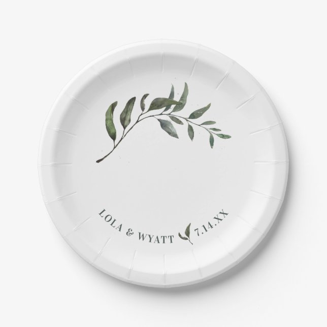 Elegant Modern Eukalyptus Greenerity Wedding Pappteller (Vorderseite)